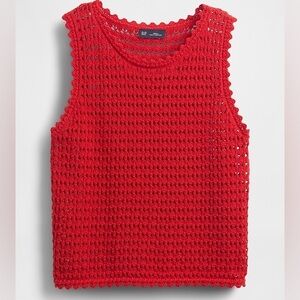 GAP 100% Cotton Crochet Sleeveless Top (Red)